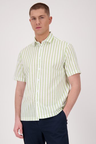 Chemise à manches courtes rayée vert-écru de Casual Five pour Hommes