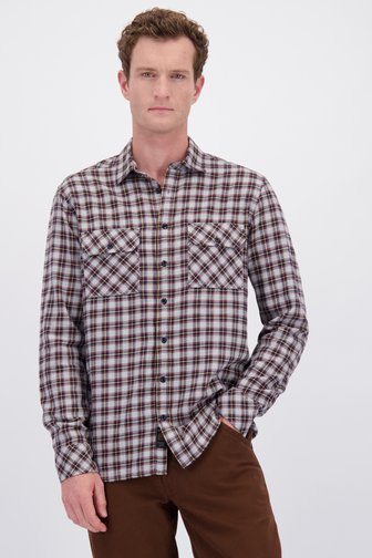 Le devant de Chemise à motif à carreaux bordeaux – Regular fit de Ravøtt pour Hommes