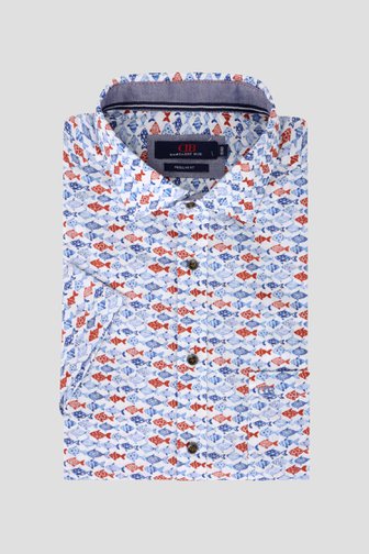 Chemise à motif poissons bleu-rouge - Regular fit de Dansaert Blue pour Hommes