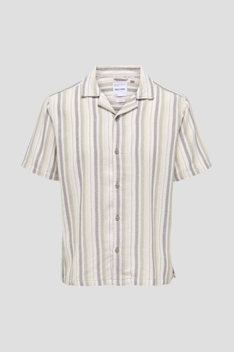 Chemise à motif rayé beige et vert de ONLY & SONS pour Hommes