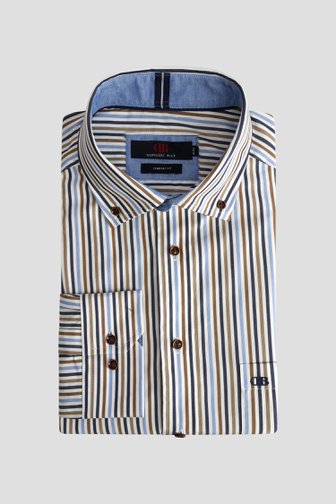 Le devant de Chemise à rayures bleues et marron - Comfort fit de Dansaert Blue pour Hommes