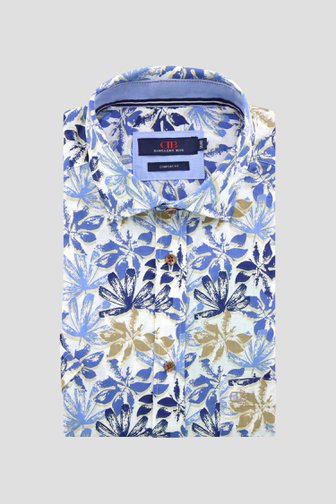 Chemise avec feuilles beige-bleu - Comfort fit de Dansaert Blue pour Hommes