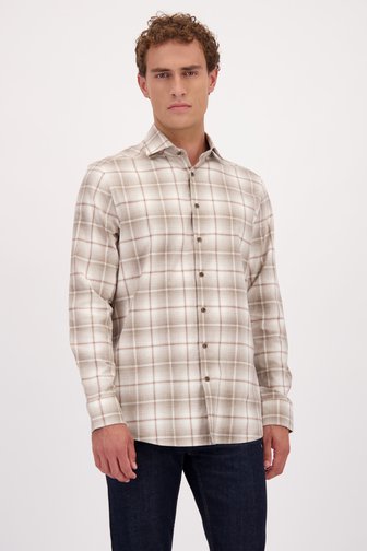 Le devant de Chemise beige à carreaux - Regular fit de Upper East pour Hommes