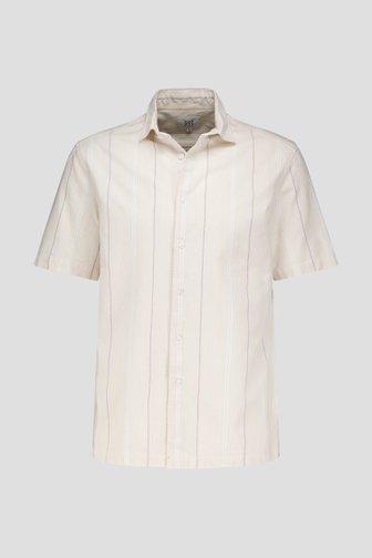 Chemise beige clair à rayures et manches courtes de Casual Five pour Hommes