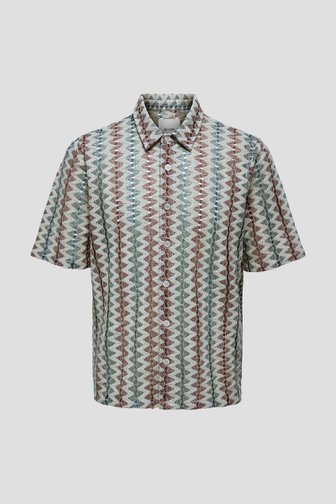 Chemise beige en maille avec motif orange et vert de ONLY & SONS pour Hommes