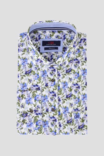 Chemise blanche à fleurs bleu clair - regular fit de Dansaert Blue pour Hommes