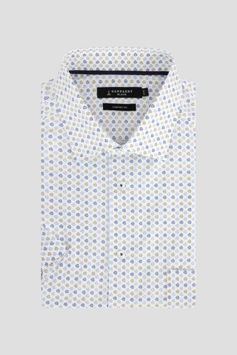 Chemise blanche à imprimé bleu-brun – Comfort fit de Dansaert Black pour Hommes