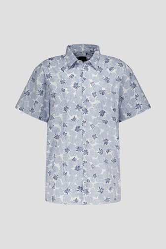Chemise blanche à imprimé floral bleu de Jefferson pour Hommes