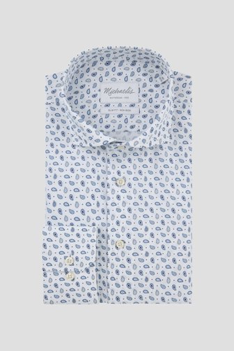 Photo produit 1 de Chemise blanche à imprimé paisley bleu – Slim fit de Michaelis pour Hommes