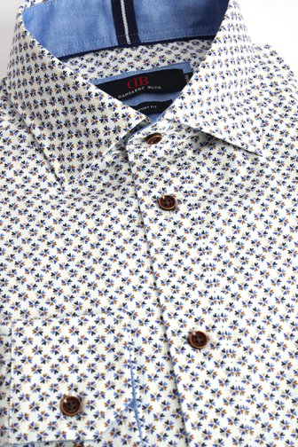 Le devant de Chemise blanche à motif bleu et brun – Comfort fit de Dansaert Blue pour Hommes