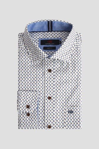 Le devant de Chemise blanche à motif bleu et brun – Comfort fit de Dansaert Blue pour Hommes