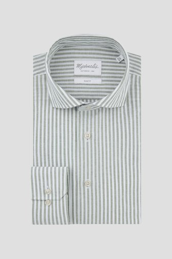 Photo produit 1 de Chemise blanche à motif rayé vert – Slim fit de Michaelis pour Hommes