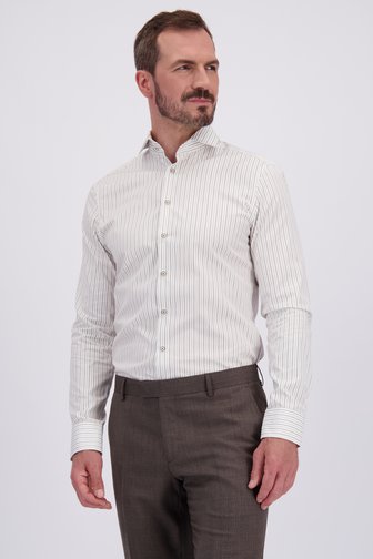 Le devant de  Chemise blanche à rayures - slim fit  de Dansaert Black pour Hommes