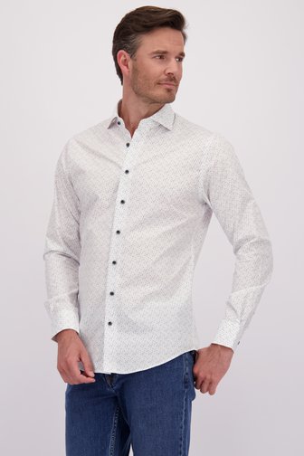 Chemise blanche avec imprimé beige-bleu - Slim fit de Michaelis pour Hommes