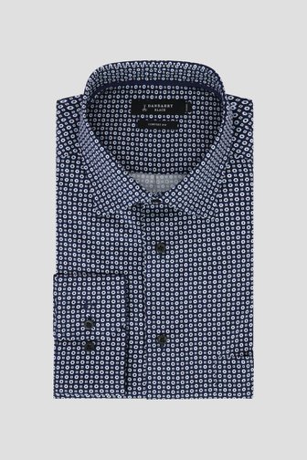Photo produit 1 de Chemise bleu foncé à imprimé blanc - Comfort fit de Dansaert Black pour Hommes