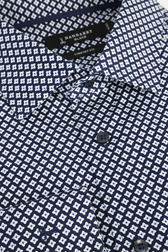 Le devant de Chemise bleu foncé à imprimé blanc - Comfort fit de Dansaert Black pour Hommes