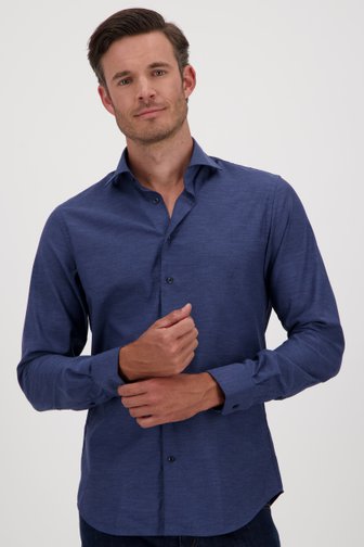 Chemise bleu foncé à l'allure de jean - Slim fit de Michaelis pour Hommes