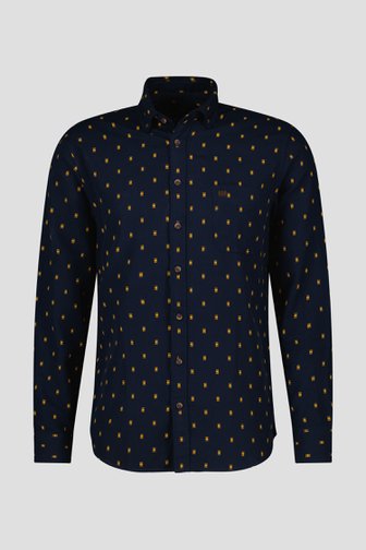 Chemise bleu foncé à motif ocre - regular fit de Ravøtt pour Hommes