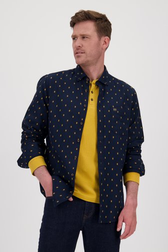 Chemise bleu foncé à motif ocre - regular fit, male, Marque: Ravøtt