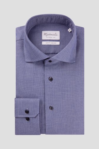 Chemise bleu foncé, finement pointillée - Slim fit de Michaelis pour Hommes