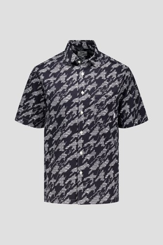 Chemise bleu foncé, manches courtes - Regular fit