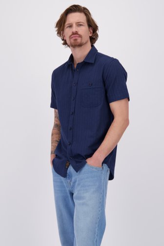 Le devant de Chemise bleu marine en maille structurée de Ravøtt pour Hommes