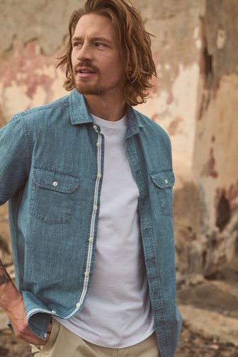 Chemise bleue à effet jean - Regular fit de Ravøtt pour Hommes
