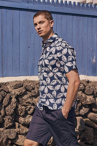Chemise bleue à imprimé blanc -  Regular fit de Casual Five pour Hommes