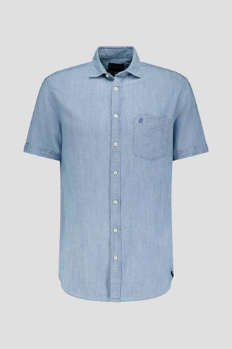 Chemise bleue à manches courtes, aspect denim de Ravøtt pour Hommes