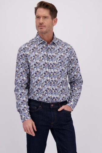 Chemise bleue à motif feuillage – Regular fit