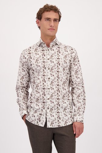 Le devant de Chemise brun à imprimé feuilles - Regular fit de Upper East pour Hommes
