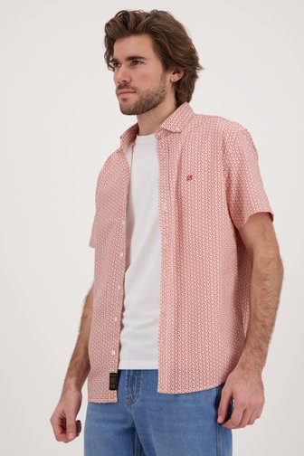 Chemise écrue à imprimé fin rouge – Regular fit, male, Marque: Ravøtt