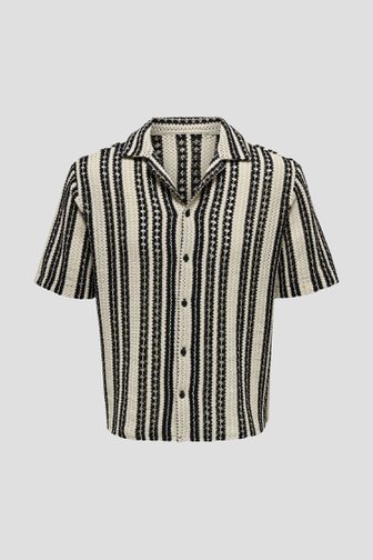 Chemise en crochet beige-noir - Regular fit de ONLY & SONS pour Hommes