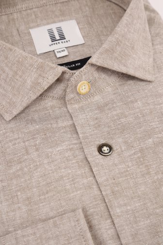 Chemise en lin beige à effet chiné de Upper East pour Hommes
