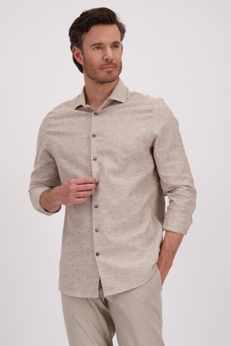 Chemise en lin beige à effet chiné de Upper East pour Hommes
