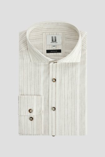 Photo produit 1 de Chemise en lin beige à rayures - Coupe regular de Upper East pour Hommes