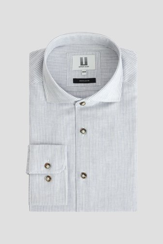 Le devant de Chemise en lin blanc-bleu - Coupe regular de Upper East pour Hommes