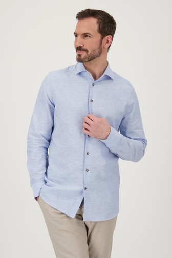 Chemise en lin bleu clair à effet chiné de Upper East pour Hommes