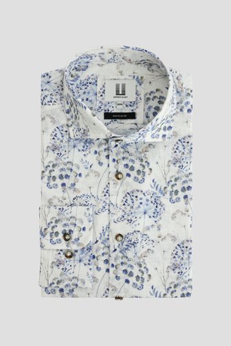 Photo produit 1 de Chemise en lin écru à imprimé - Coupe regular de Upper East pour Hommes