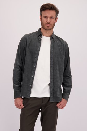 Le devant de Chemise en velours côtelé kaki – Coupe droite de Marc O'Polo pour Hommes