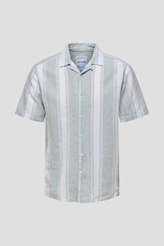 Chemise gris-vert à motif rayé écru de ONLY & SONS pour Hommes