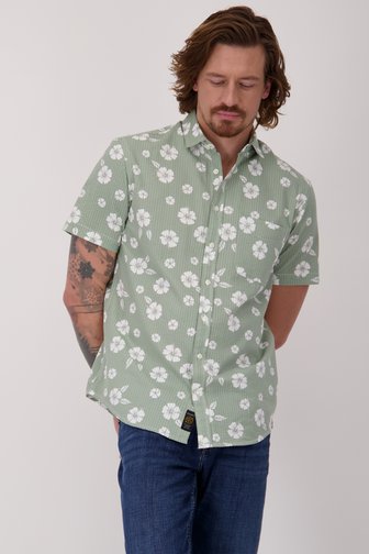 Chemise kaki à imprimé floral et manches courtes de Ravøtt pour Hommes