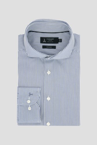 Le devant de Chemise rayée blanc et bleu – Regular fit de Dansaert Black Premium pour Hommes