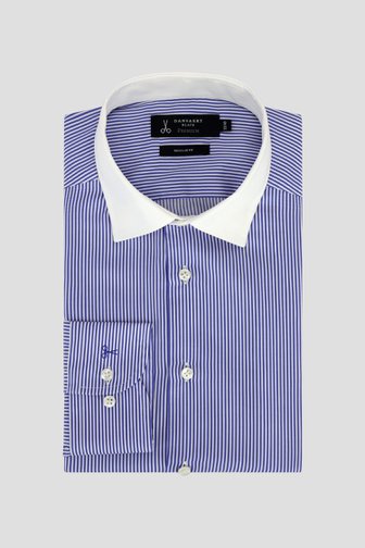 Le devant de Chemise rayée bleue avec col blanc – Regular fit de Dansaert Black Premium pour Hommes