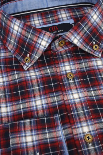 Le devant de Chemise rouge à motif carreaux bleus – Comfort fit de Dansaert Blue pour Hommes