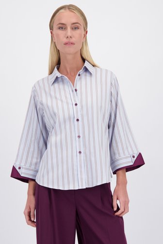 Chemisier bleu rayé bordeaux et blanc 