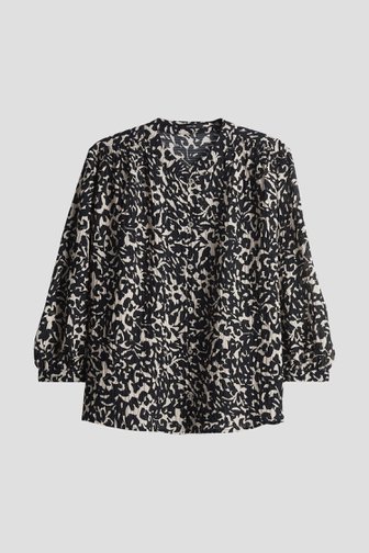 Chemisier noir et beige à manches 3/4 de Opus pour Femmes