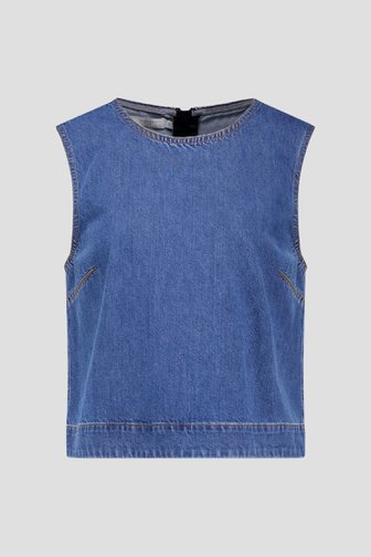Chemisier sans manches en denim bleu foncé de Liberty Island Denim pour Femmes
