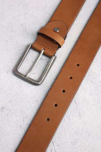 Cognac-bruine lederen riem van Liberty Island voor Heren