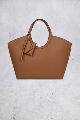 Voorkant van  Cognac schoudertas met uitneembare binnentas door Laurent David voor Dames